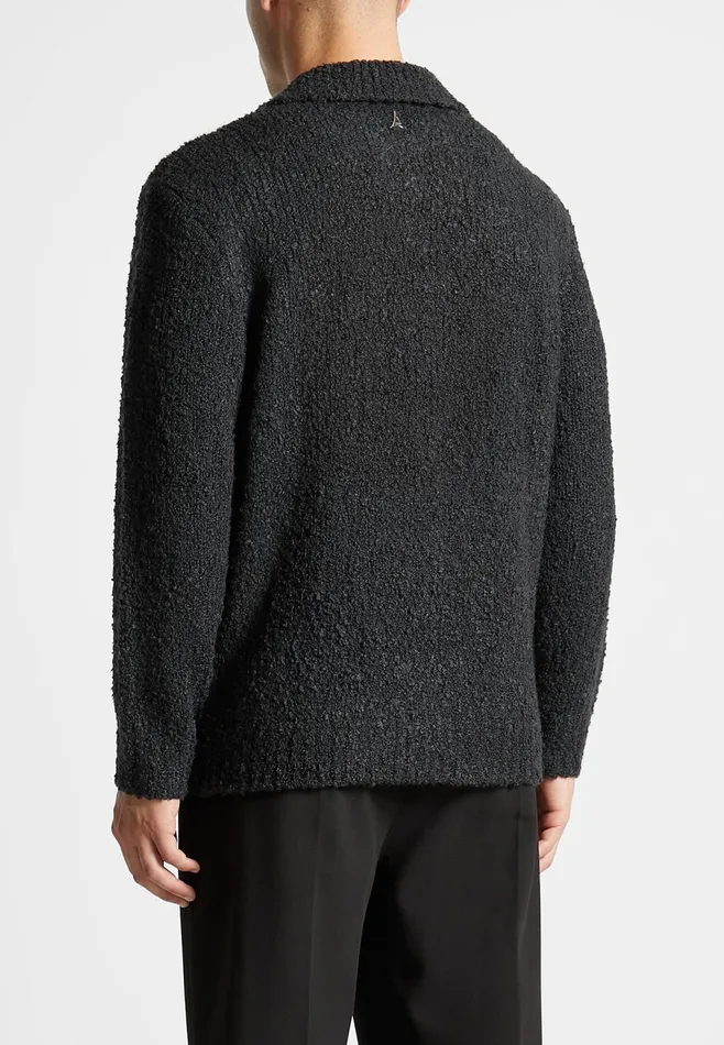 Men Manire De Voir Boucle Knit Polo Jumper Black