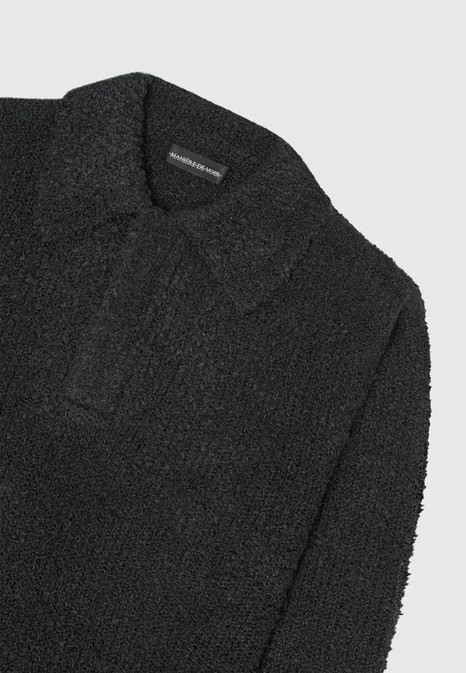 Men Manire De Voir Boucle Knit Polo Jumper Black