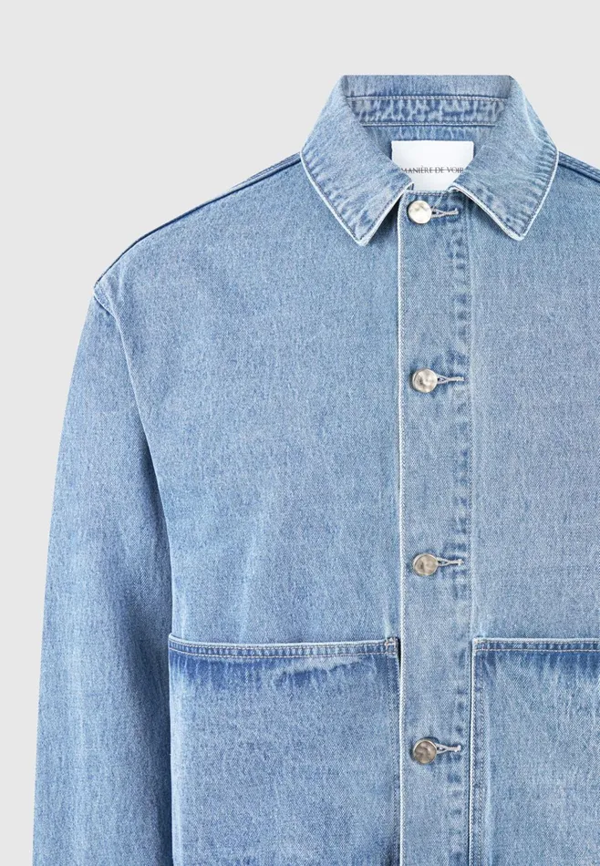Men Manire De Voir Contrast Stitch Carpenter Jacket Mid Blue