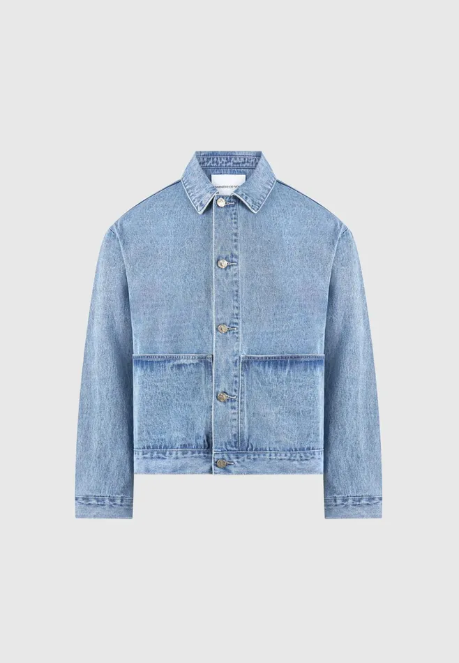 Men Manire De Voir Contrast Stitch Carpenter Jacket Mid Blue