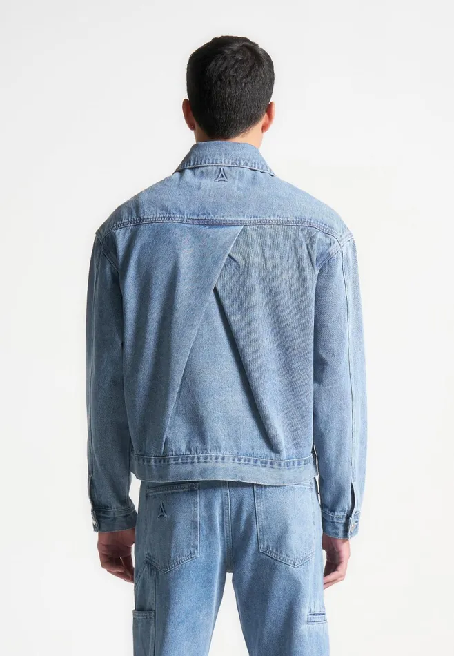 Men Manire De Voir Contrast Stitch Carpenter Jacket Mid Blue