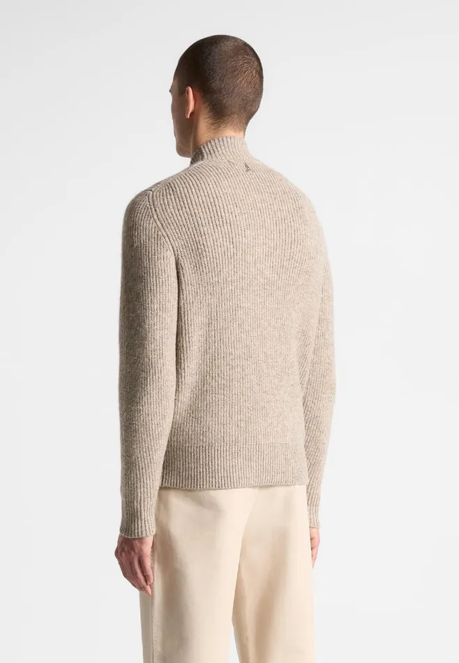Men Manire De Voir Double Breasted Brushed Knit Cardigan Taupe