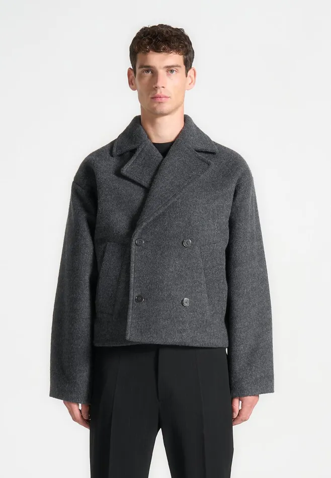 Men Manire De Voir Double Breasted Wool Jacket Grey