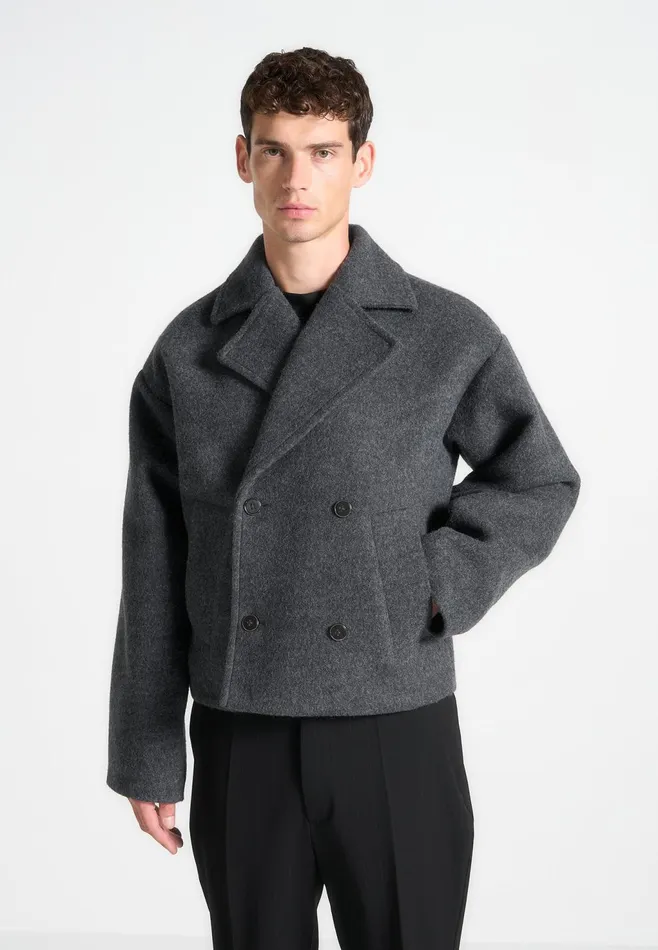 Men Manire De Voir Double Breasted Wool Jacket Grey