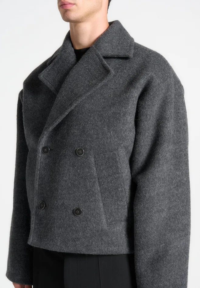 Men Manire De Voir Double Breasted Wool Jacket Grey