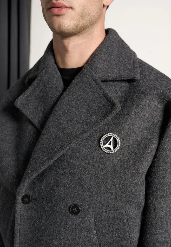 Men Manire De Voir Double Breasted Wool Jacket Grey