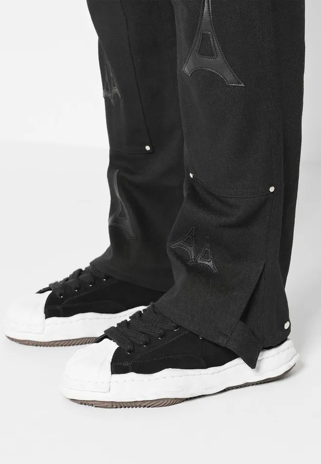 Men Manire De Voir Eiffel Patch Carpenter Jeans Black