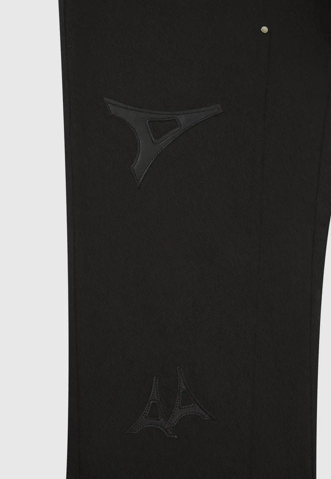 Men Manire De Voir Eiffel Patch Carpenter Jeans Black
