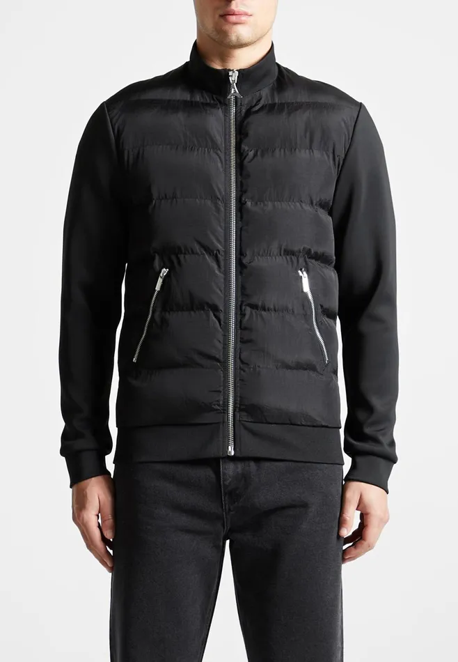Men Manire De Voir Nylon And Neoprene Quilted Jacket Black