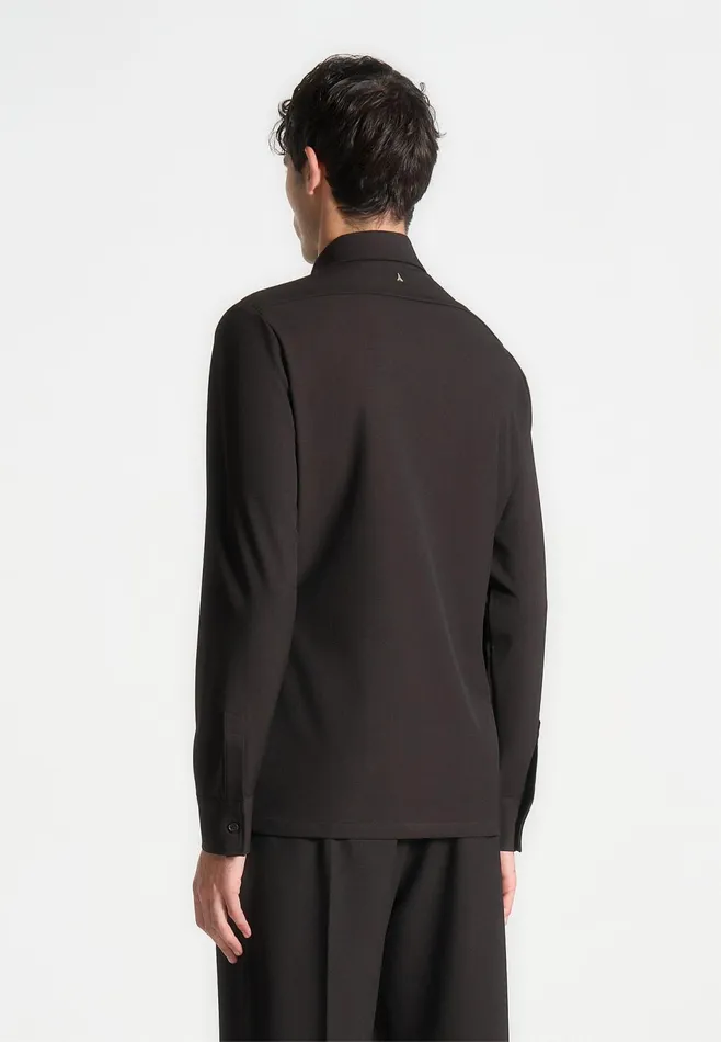 Men Manire De Voir Slim Fit Tailored Stretch Shirt Brown