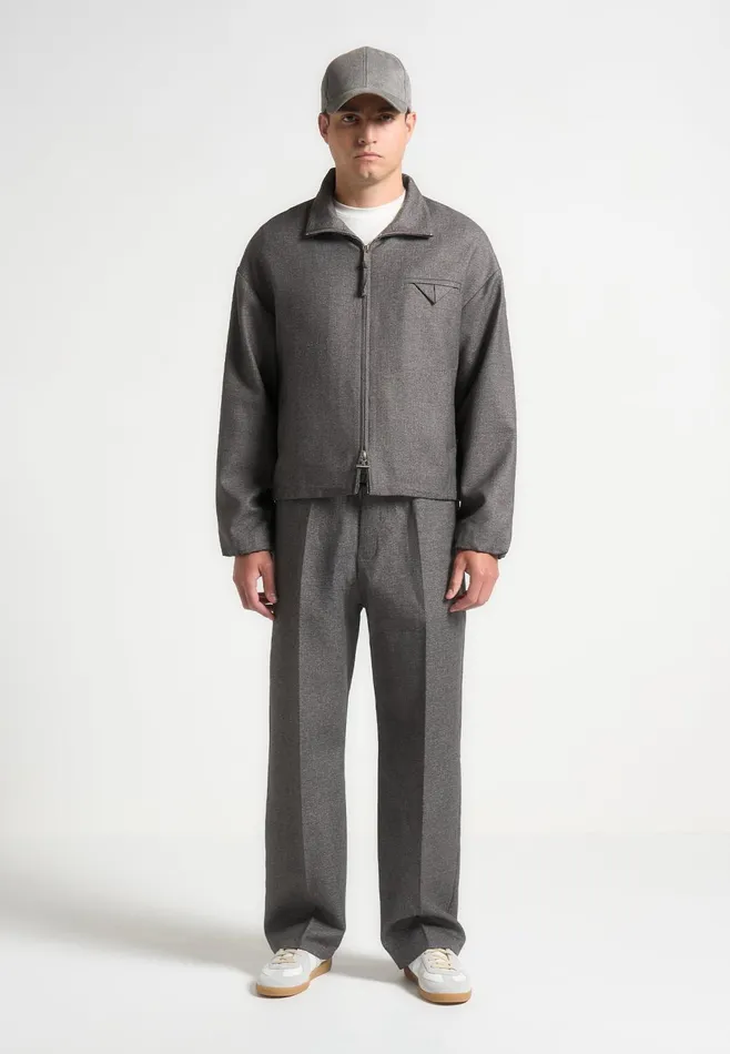 Men Manire De Voir Tailored Funnel Neck Jacket Grey