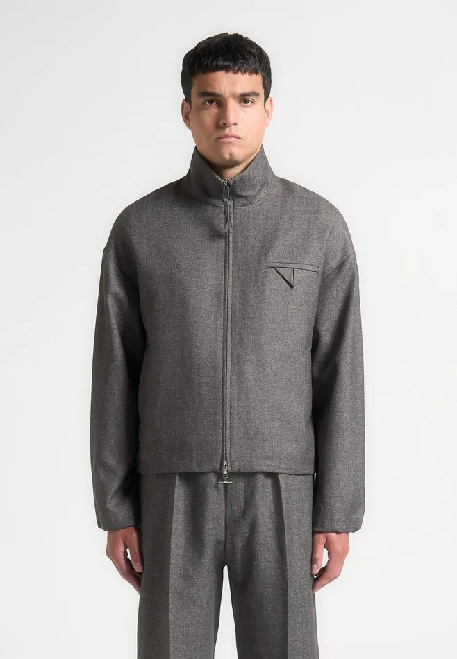 Men Manire De Voir Tailored Funnel Neck Jacket Grey