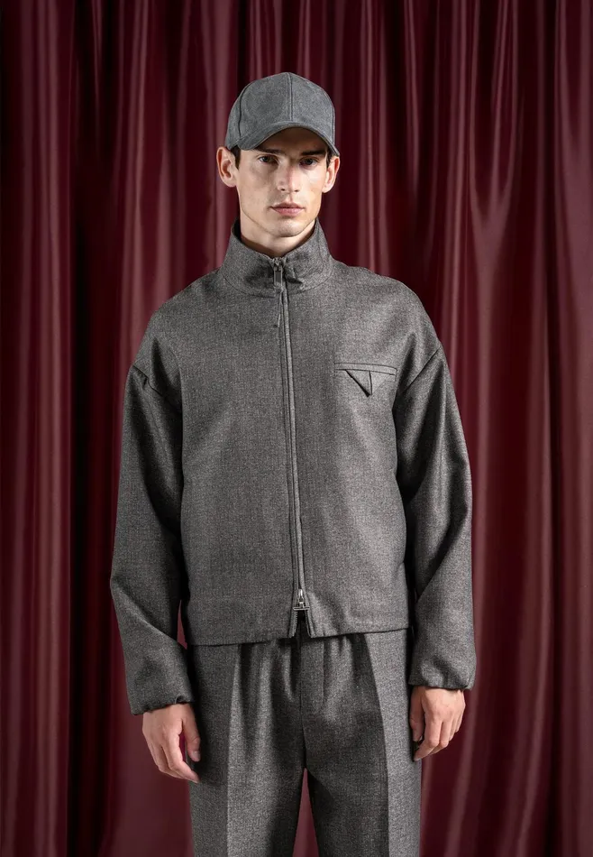 Men Manire De Voir Tailored Funnel Neck Jacket Grey