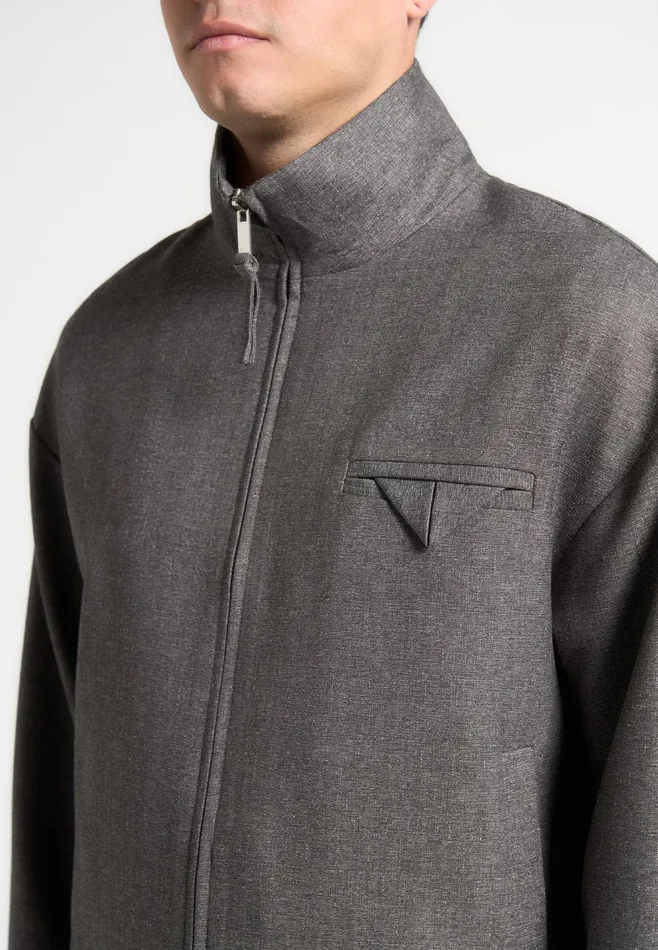 Men Manire De Voir Tailored Funnel Neck Jacket Grey
