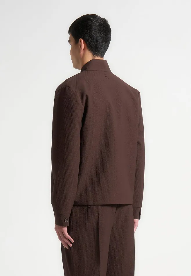 Men Manire De Voir Textured Kimono Wrap Jacket Brown