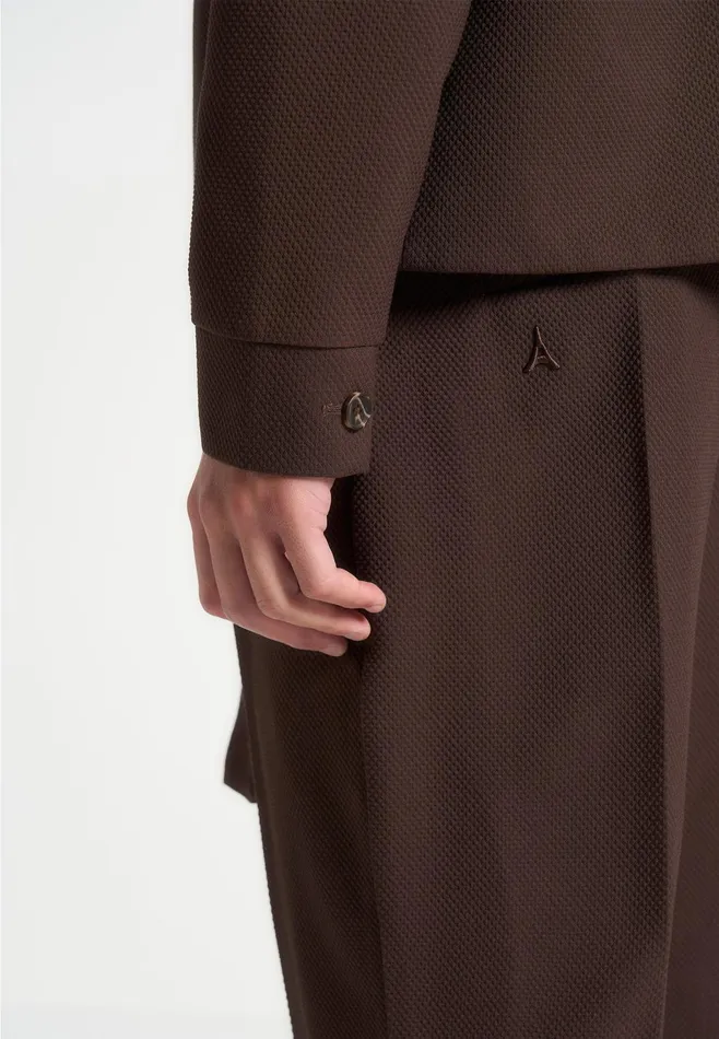 Men Manire De Voir Textured Kimono Wrap Jacket Brown