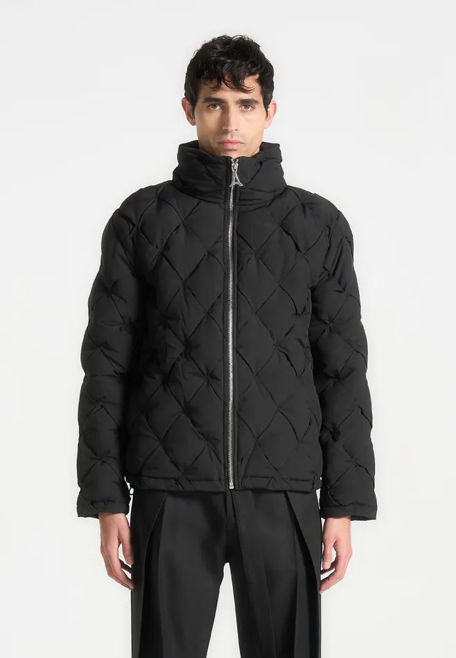 Men Manire De Voir Woven Interlock Puffer Jacket Black
