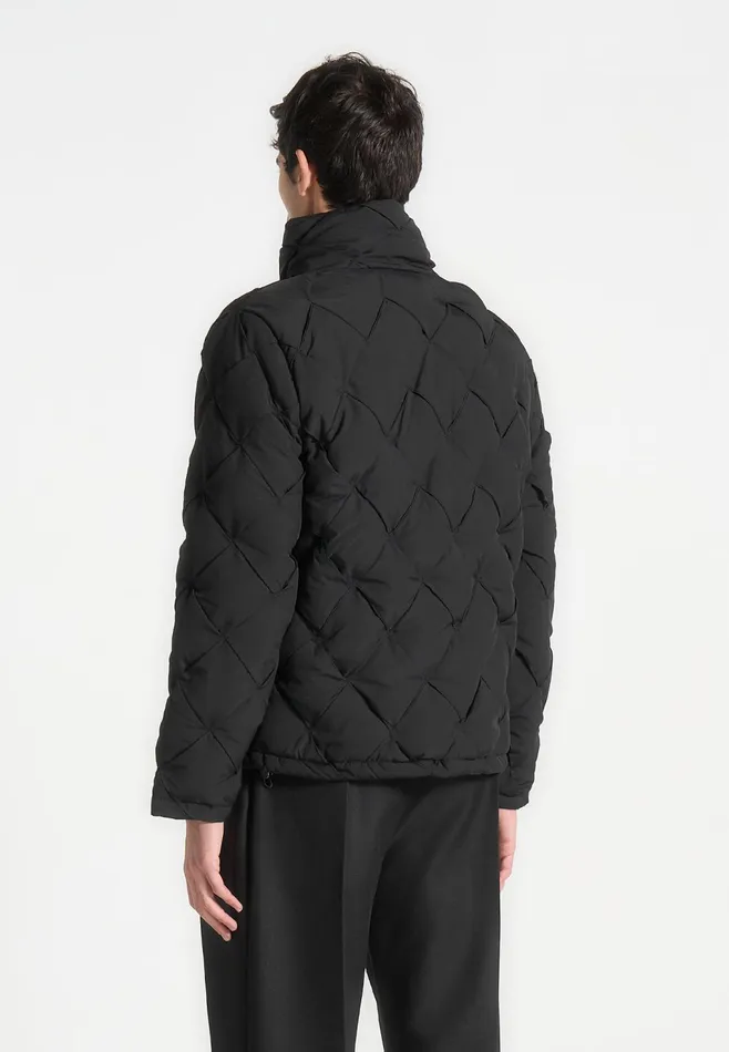 Men Manire De Voir Woven Interlock Puffer Jacket Black