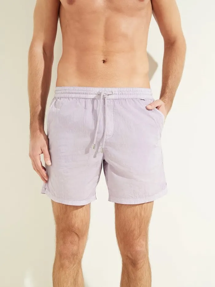 Men Nylon Swim Trunks Purple Glow Swim GUESS