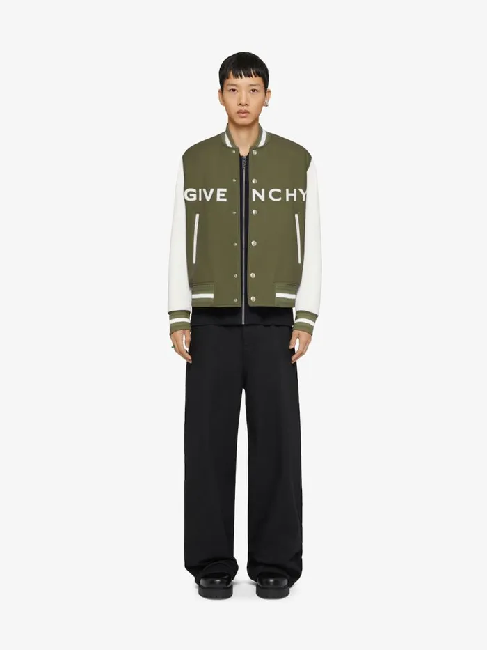 Men Outerwear and Blousons Givenchy GIVENCHY Varsity Jacket In Wool And Leather Khaki Men Outerwear and Blousons Givenchy GIVENCHY Varsity Jacket In Wool And Leather Khaki