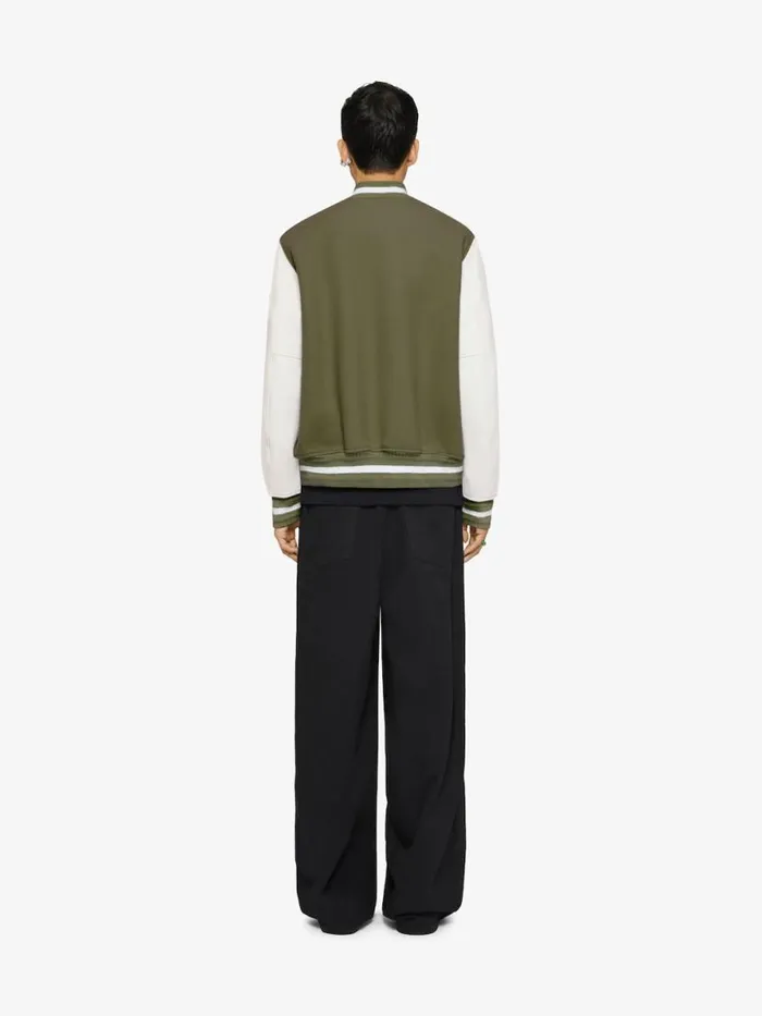 Men Outerwear and Blousons Givenchy GIVENCHY Varsity Jacket In Wool And Leather Khaki