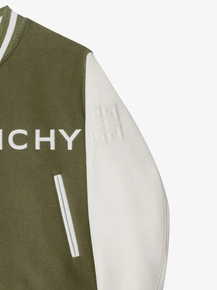 Men Outerwear and Blousons Givenchy GIVENCHY Varsity Jacket In Wool And Leather Khaki