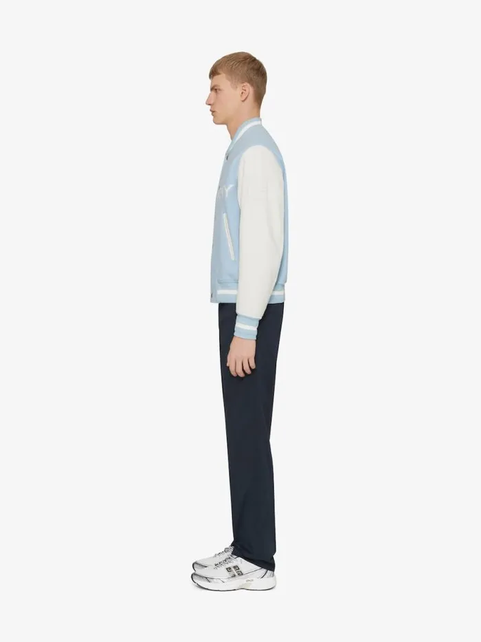 Men Outerwear and Blousons Givenchy GIVENCHY Varsity Jacket In Wool And Leather Whitesky Blue