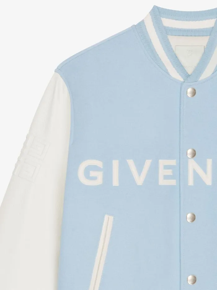 Men Outerwear and Blousons Givenchy GIVENCHY Varsity Jacket In Wool And Leather Whitesky Blue