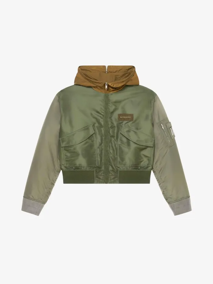 Men Outerwear and Blousons Givenchy Hooded Bomber Jacket Olive Green Men Outerwear and Blousons Givenchy Hooded Bomber Jacket Olive Green