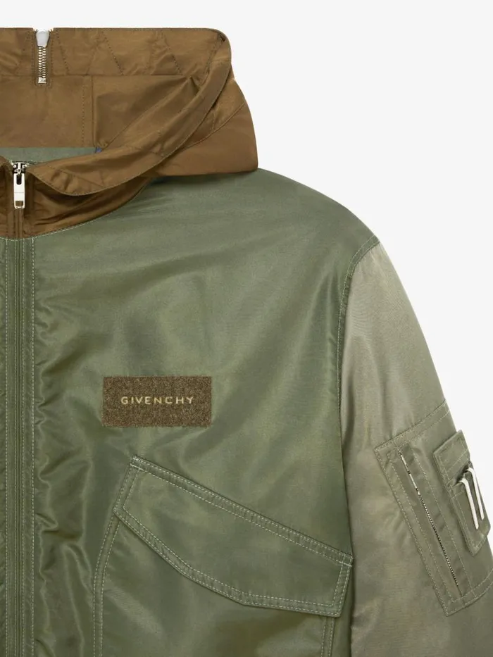 Men Outerwear and Blousons Givenchy Hooded Bomber Jacket Olive Green Men Outerwear and Blousons Givenchy Hooded Bomber Jacket Olive Green