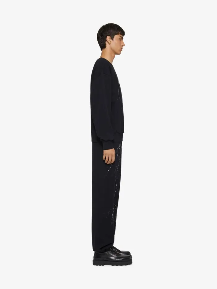 Men Pants and Shorts Givenchy Jogger Pants In Fleece With Reflective Artwork Black
