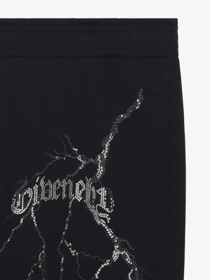 Men Pants and Shorts Givenchy Jogger Pants In Fleece With Reflective Artwork Black