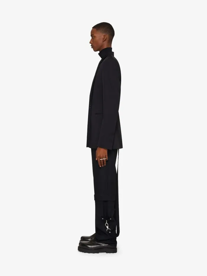 Men Pants and Shorts Givenchy Two In One Detachable Pants In Wool With Suspenders Black