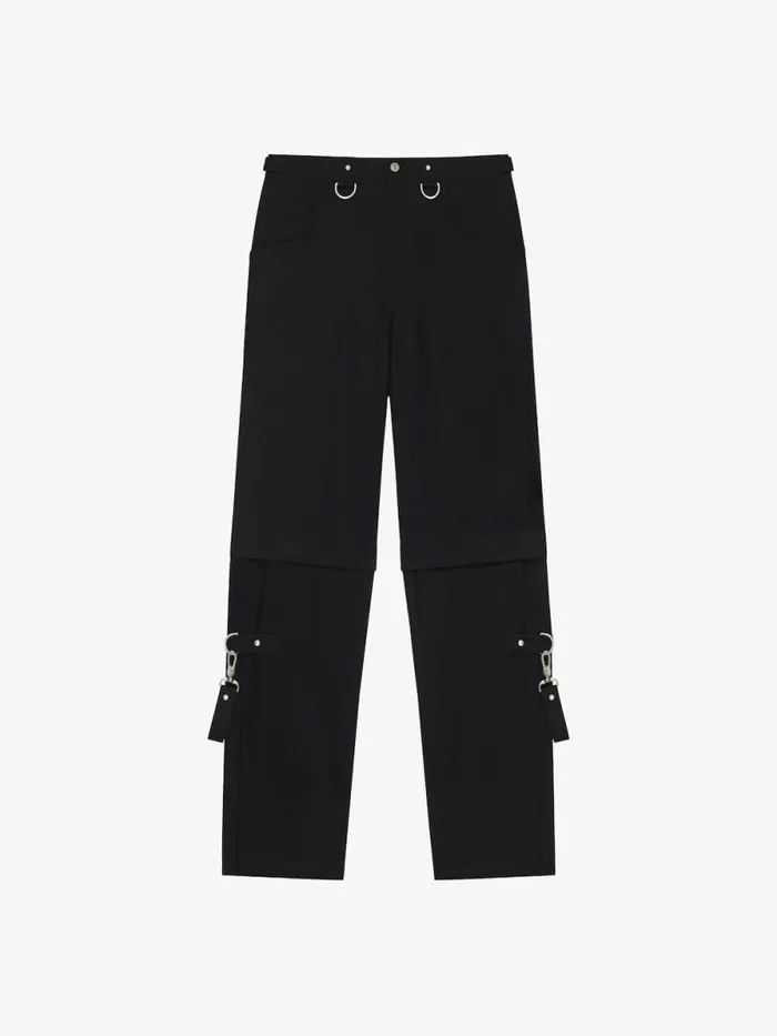 Men Pants and Shorts Givenchy Two In One Detachable Pants In Wool With Suspenders Black