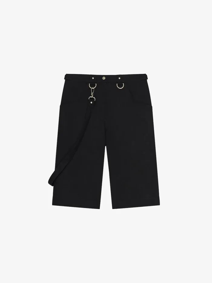 Men Pants and Shorts Givenchy Two In One Detachable Pants In Wool With Suspenders Black