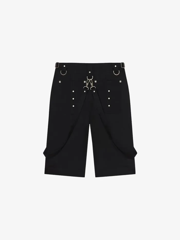 Men Pants and Shorts Givenchy Two In One Detachable Pants In Wool With Suspenders Black