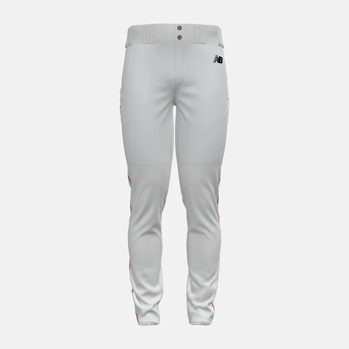Men Pants New Balance Adversary 2 Baseball Piped Pant Tapered WHITE with RED