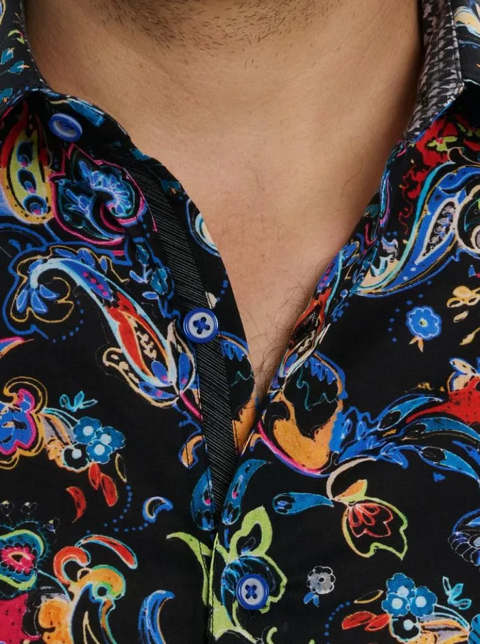 Men Robert Graham Button Down Shirts Electric Reef Long Sleeve Button Down Shirt Multi