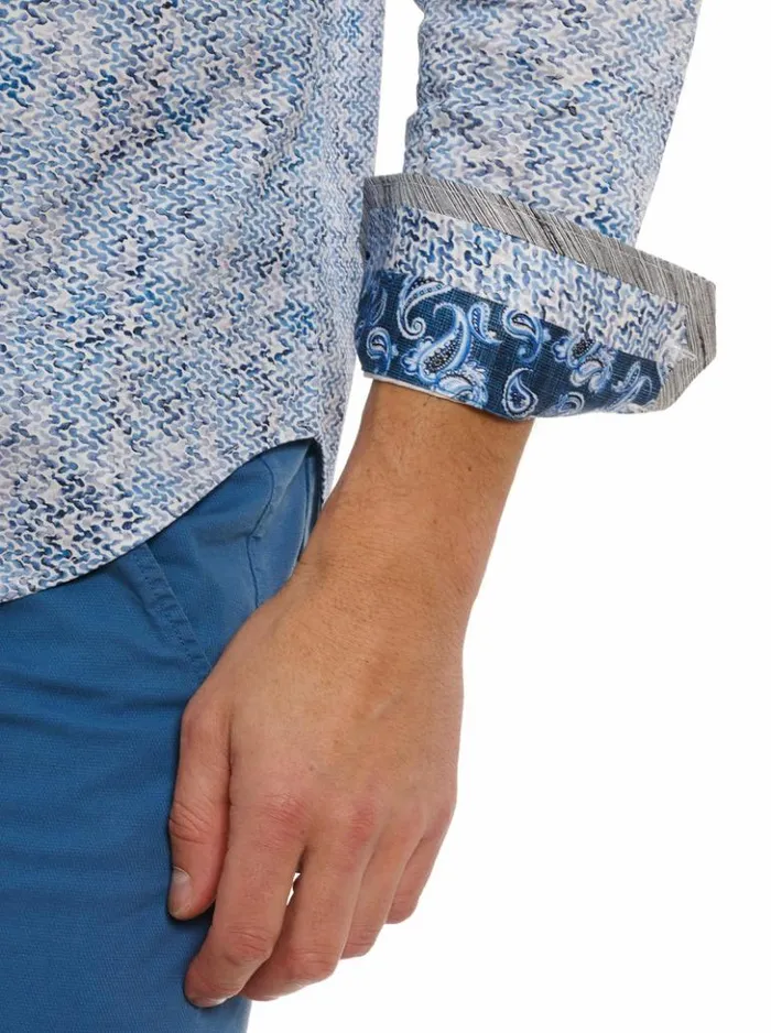 Men Robert Graham Button Down Shirts Kaimana Long Sleeve Button Down Shirt Blue