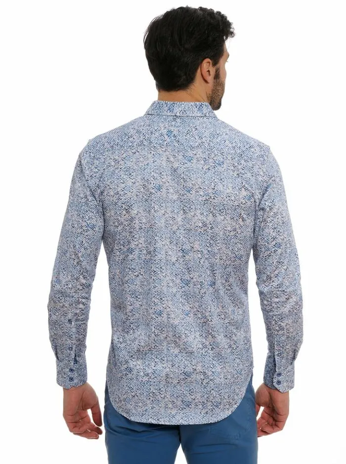 Men Robert Graham Button Down Shirts Kaimana Long Sleeve Button Down Shirt Blue