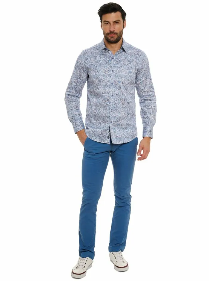 Men Robert Graham Button Down Shirts Kaimana Long Sleeve Button Down Shirt Blue