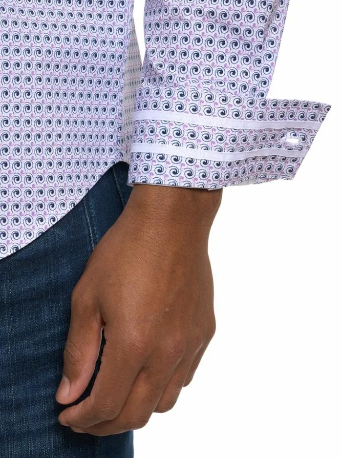 Men Robert Graham Button Down Shirts Kensinger Motion Long Sleeve Button Down Shirt Lavender