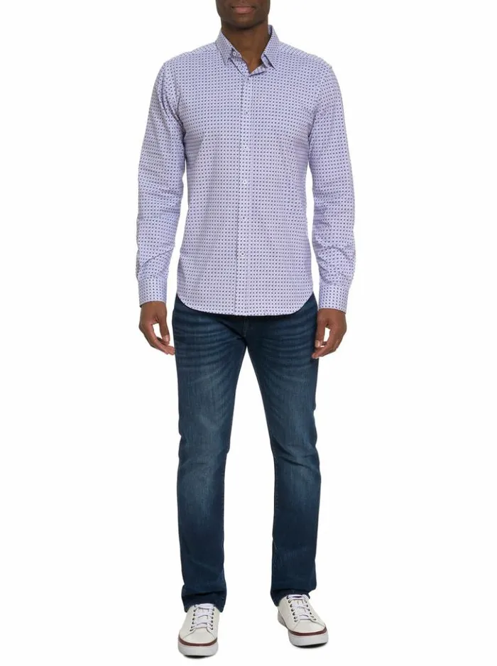 Men Robert Graham Button Down Shirts Kensinger Motion Long Sleeve Button Down Shirt Lavender