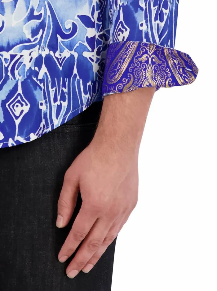 Men Robert Graham Button Down Shirts Limited Edition Jaipore Long Sleeve Button Down Shirt Blue