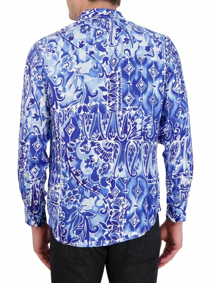 Men Robert Graham Button Down Shirts Limited Edition Jaipore Long Sleeve Button Down Shirt Blue