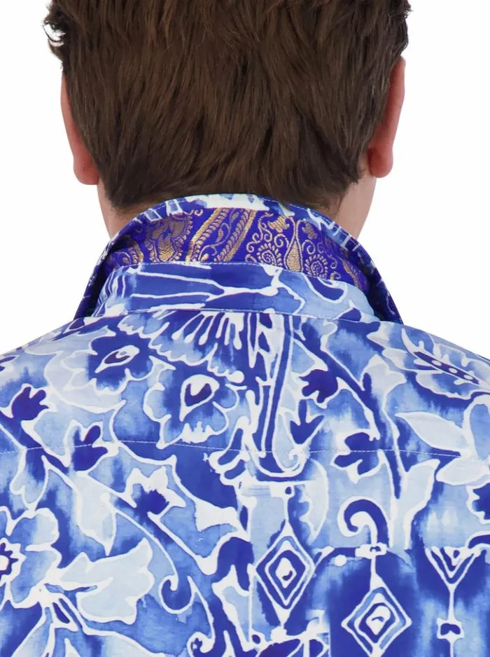 Men Robert Graham Button Down Shirts Limited Edition Jaipore Long Sleeve Button Down Shirt Blue