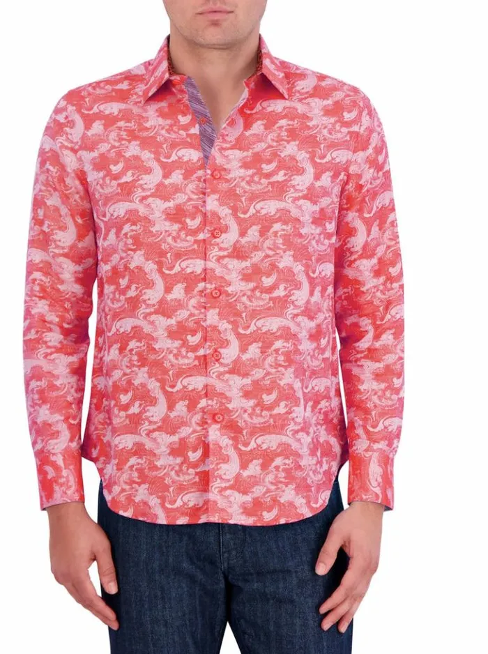 Men Robert Graham Button Down Shirts Poseidon Long Sleeve Button Down Shirt Turquoise