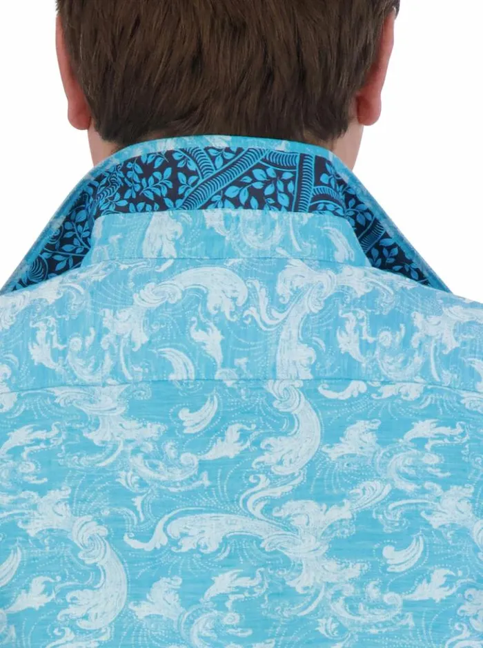Men Robert Graham Button Down Shirts Poseidon Long Sleeve Button Down Shirt Turquoise