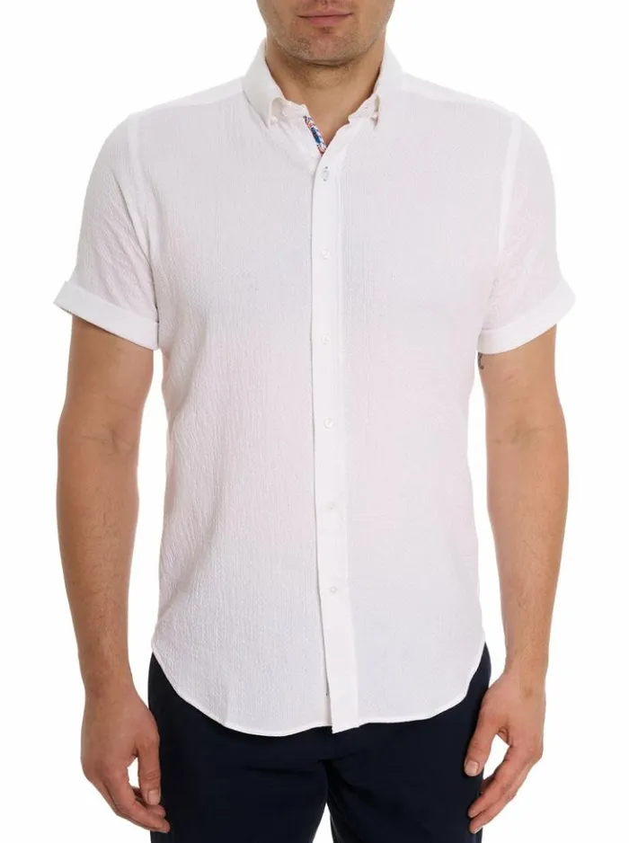 Men Robert Graham Button Down Shirts Reid Short Sleeve Button Down Shirt White Men Robert Graham Button Down Shirts Reid Short Sleeve Button Down Shirt White