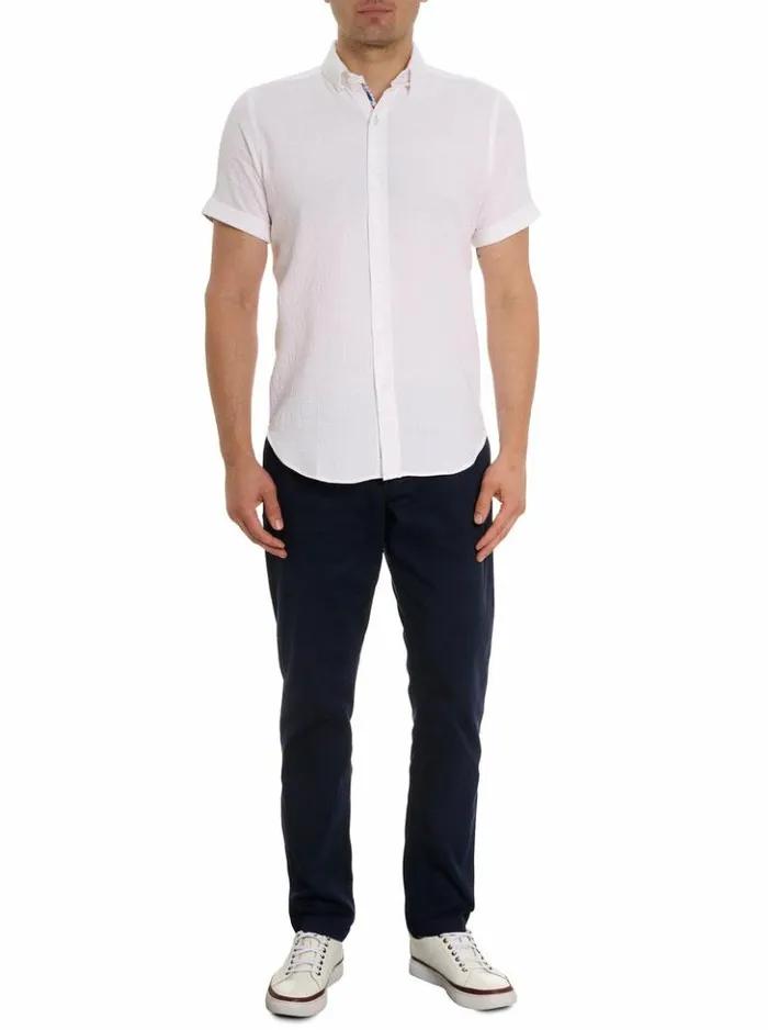 Men Robert Graham Button Down Shirts Reid Short Sleeve Button Down Shirt White